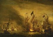 VELDE, Willem van de, the Younger The burning of the Royal James at the Battle of Solebay oil painting